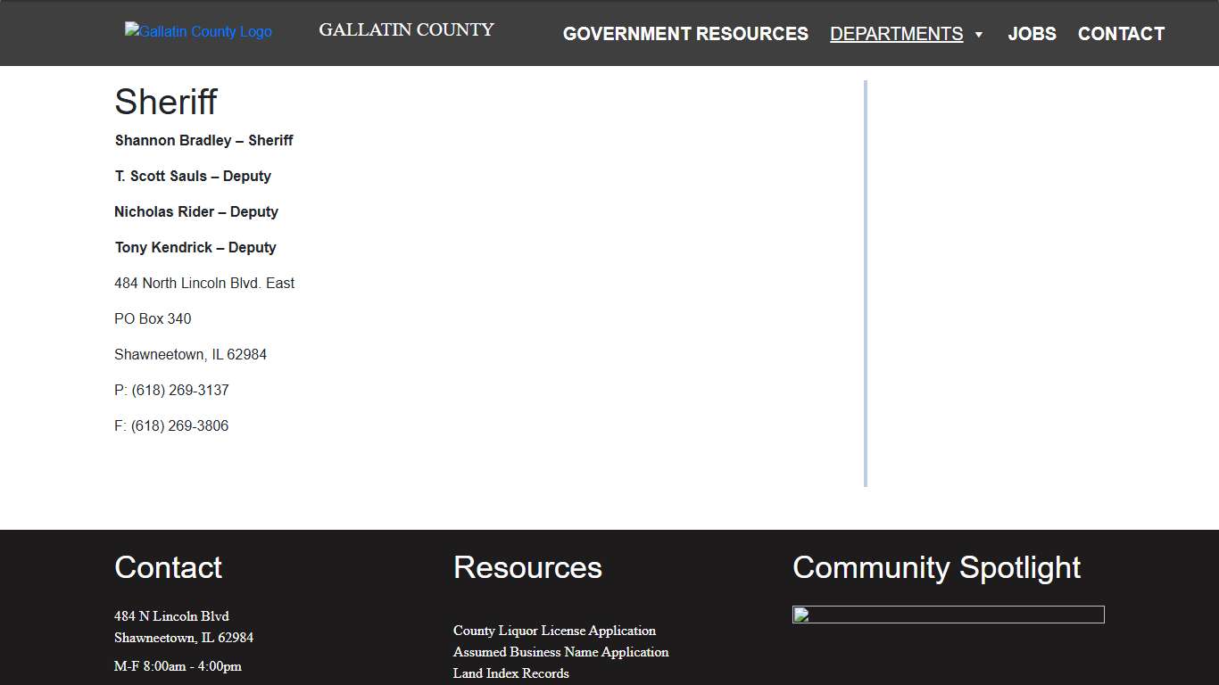 Sheriff - Gallatin County Illinois